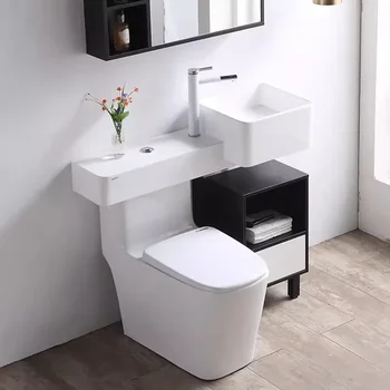Минималистичен малка мивка с вградена тоалетна, мивка, мивка, вградена тоалетна чиния