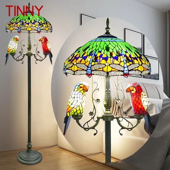 Под лампа TINNY Тифани в американския ретро стил за хол, спалня, торшера от витражного стъкло в стил Кънтри