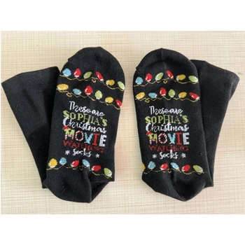 Чорапи с принтом коледно крушки, женски мъжки празнични писма, подарък за парти в чест на новост