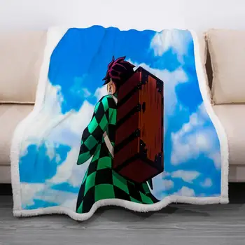 Флисовое одеяло Slayer с шарени аниме 3D Demon, носимое одеяло с принтом, флисовое одеало за възрастни/деца, стил на директна доставка-2