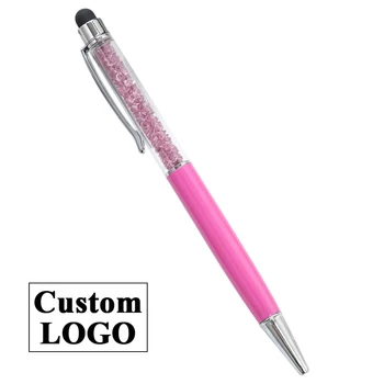 Метална писалка, химикалка химикалка с кристали вода, Диамантена Конденсаторная дръжка, Рекламна химикалка, Метална химикалка писалка, Рекламни Подаръци, Индивидуален лого