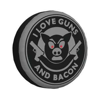 Обичай Калъф за резервна гума I Love Guns And Bacon Coffee за Toyota Land Cruiser Prado 4WD 4x4 RV Автомобилни протектори за колелата 14 
