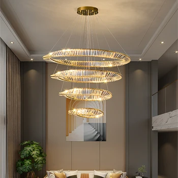 Луксозни кристални полилеи, околовръстен led подвесная лампа за хранене-домашен подвесного осветление, орнаменти, кухня, хол, златни полилеи