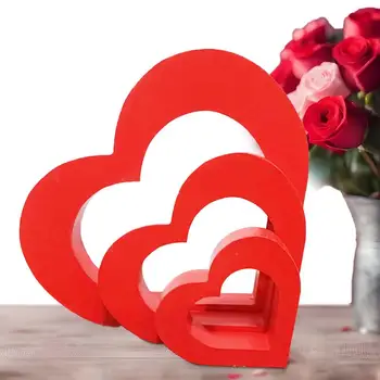 Скулптура във формата на червено сърце, украса за Ден на Свети Валентин, Дървен знак във формата на сърце, тематични знак във формата на сърце, Червен скулптура за спални, трапезария, хол