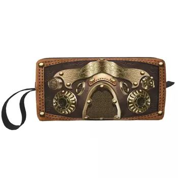 Изработена по поръчка модерна чанта за тоалетни принадлежности в стил steampunk Женствена чанта за грим пилот на изтребител Козметични органайзер за Дамски чанти за съхранение на козметика Dopp Kit Case Box