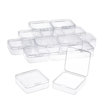 16 Опаковки, Прозрачни пластмасови контейнери за съхранение на камъка, кутия с панти капак за по-малки елементи, Диаманти, перли (2.2X2.2X0.79 инча)