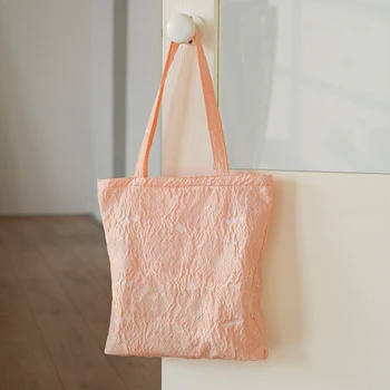 Дамски чанта през рамо, розов памучен чанта с голям капацитет, с принтом рози, благородна преносим холщовая чанта за съхранение, среден размер