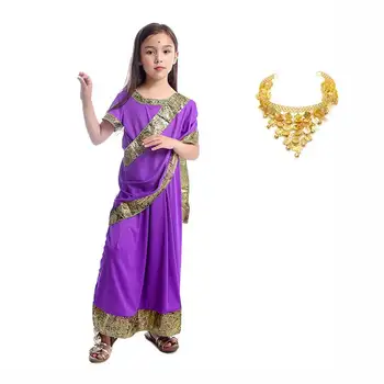 Комплект етнически рокли за момичета, кралят костюм за cosplay в стил болливудских индийски шаровар за деца да се изяви