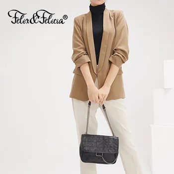 Чанти FELIX & FELICIA, ретро дизайнерски чанти-незабавни посланици с капак на веригата, модни маркови чанти през рамо за жени, чанта през рамо от естествена кожа