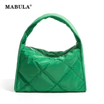 MABULA Луксозни дизайнерски чанти-тоут с перо подплата, дамски ватиран чанта с горната дръжка, ежедневни чанти, чанта през рамо