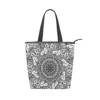 Множество чанта за пазаруване ALAZA, дамски плажни холщовые чанти-тоут с принтом Мандала, еко-чанта bolsa de compras, женствена чанта за пазаруване