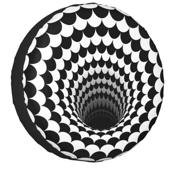 Оптична илюзия Везни с черни дупки Калъф за резервна гума Pajero Geometry Черно-бели протектори на Автомобилни Аксесоари