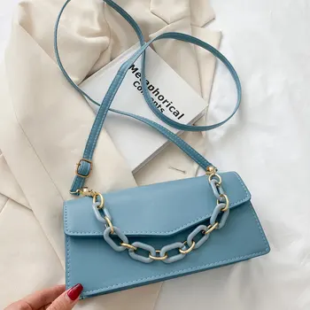 Ежедневието на обикновен дамски чанти, висококачествена и лесна чанта за през рамото от изкуствена кожа верига, Дизайнерска тенденция женствена чанта през рамо