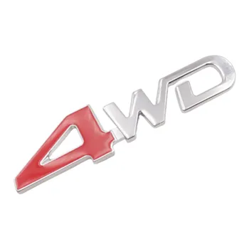 3D Метал Червен хром 4x4 радиоуправляеми автомобили 4WD Задната част на Задната страна на Багажника Емблемата на Иконата Стикер Термоаппликация Авто Декор на Аксесоари за стайлинг за suv