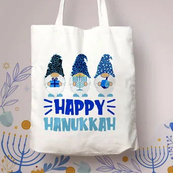 Чанти-тоут с Мультяшными букви, дългогодишна пътна преносима Женствена чанта през рамо дамски чанти, за пазаруване с голям капацитет Happy Hanukkah