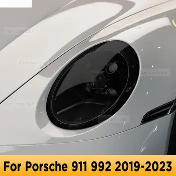 Цвят на Автомобилни Фарове Против Надраскване Опушен-Черна Защитно Фолио От Самовосстанавливающегося TPU Етикети За Porsche 911 992 2019-2023 Аксесоари