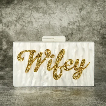 Giltter Name Wifey Летните Модни Дамски Акрилни Чанти PVC Чанта През Рамо Малки Чанти През Рамо с Клапа за Жени, дамски Чанти-незабавни посланици