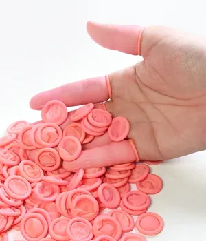 100ШТ Латексный калъф за пръстите на Розово Еднократна Козметични цвят бродерия Материал Броня Сжимающая каучук Специален инструмент