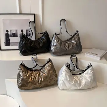Обикновена чанта през рамо, модни чанти под мишниците с памучна подплата голям капацитет, пълни чанти за жени и момичета