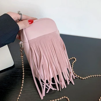 2022 Нови модни чанти през рамо с пискюли за жени Ежедневни дамски чанти и портмонета Дизайнерска чанта на верига през рамо Джоб за телефон