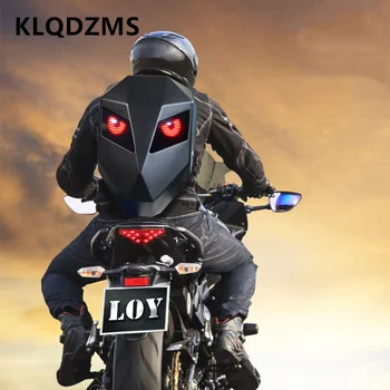 KLQDZMS Мотоциклет Раница С Led Подсветка, Чанта За Каране На Мотоциклет За Мъже и Жени, ABS + PC, Водоустойчива Раница С твърда черупка