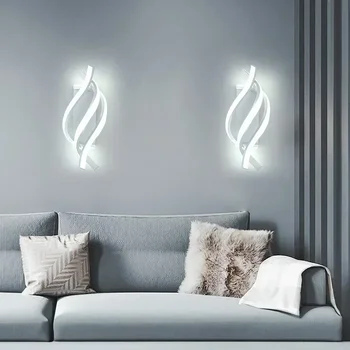 Модерният led, с монтиран на стената лампа изогнутого дизайн, навити, с монтиран на стената лампа за дневна, прикроватной нощни шкафчета в спалнята, коридор, домашен интериор, вътрешно осветление, стенни лампи