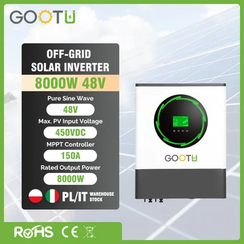GOOTU Автономен Слънчев Инвертор 8KW 48V 150A MPPT Контролер 230VAC PV 450VDC Паралелен Слънчев Инвертор Wifi APP Монитор