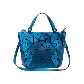 Дамски чанти-тоут с геометрична дръжка, Женствена чанта с голям капацитет, Мат чанта през рамо Дамски чанти-месинджър с холограмен надпис през рамо