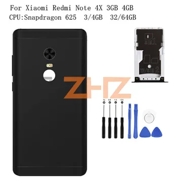  За Xiaomi Redmi Note 4X3 GB 4 GB Задния Капак на Отделението за батерията Корпуса на Задния капак + Странични Притежателя на Тавата За Карти-ключове Note4 Snapdragon 625