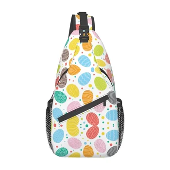 Нагрудная чанта с разноцветни великденски яйца, чанта в стил аниме с кръст за мъже, женски раница за пътуване, училище раница, уличен полиестер, всекидневни, един размер