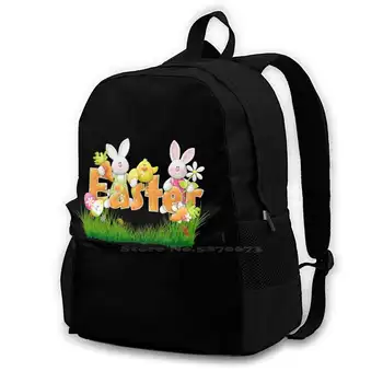 Забавна чанта-раница Happy Easter Bag За мъже, Жени, момичета, Юноши, Черни Великденски Яйца, Щастлив Великден, Сладки емоции, желе боб-фасул