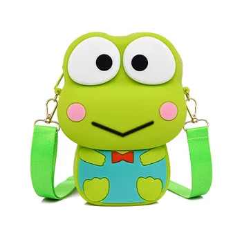 Дизайнерски чуждестранна жаба от картун аниме Keroro с големи очи, малка чанта през рамото си, през рамо