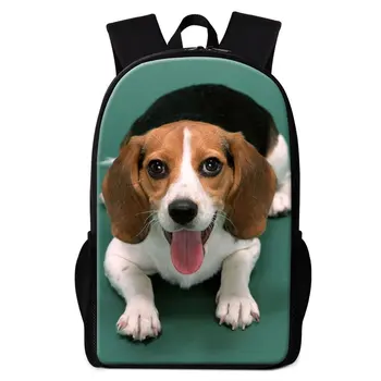 Раница с това сладко кученце, училищна чанта с забавен домашен любимец принтом, лека чанта за книги, туристически раници за ученици, училищен къмпинг 16 инча