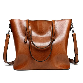 Дамски кожени чанти Дамски реколта чанта Ежедневни дамски чанта-тоут Женствена чанта през рамото си Голяма чанта-месинджър