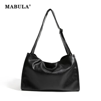 Дамска чанта-месинджър MABULA с регулируем голям каишка, однотонная чанта-скитник от мека кожа, ежедневна чанта през рамо от изкуствена кожа, чанта през рамо