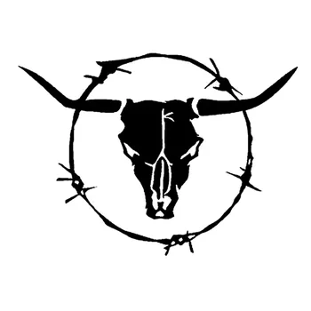 Креативна стикер на колата Kepribadian Bardian. Винилови стикери с изображение на череп длиннорогого бик, бодлива тел, крава, декор, покриващи драскотини, 15x11 см