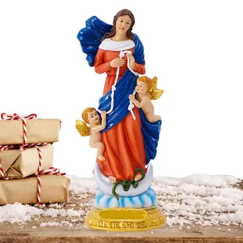 Пълноцветен Статуята На Мария, Мирно Статуетка На Дева Мария С Ангелите, Украса За Тематични Партита, Поставка За Телевизор, Малка Странична Маса За Хранене