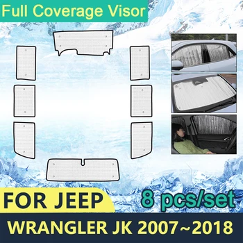 Слънчеви Очила С Пълно Покритие За Jeep Wrangler JK 2007 ~ 2018 Автомобилни Аксесоари За Стъкла Козирка Странични Слънчеви Прозорци 2016 2017 2015