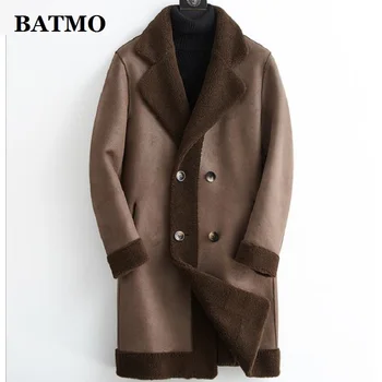 BATMO 2023 ново записване, зимни мъжки тренч от естествена овча кожа и кашмир, мъжки кожени паркове XK616