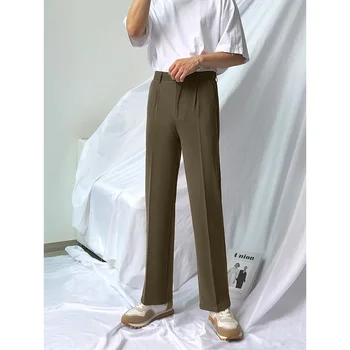 Мъжки костюмные панталони 2023, ново британски стил, бизнес Ежедневието на Обикновен прави панталони за мъже, официални панталони, мъжки дрехи T93
