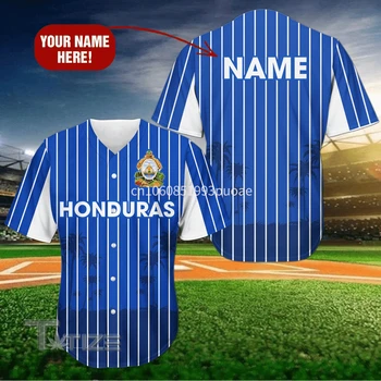Хондурас Half & Half Конфигурирайте име, бейзболна риза, бейзболна риза, мъжка риза с 3D-принтом, ежедневни ризи, блузи в стил хип-хоп