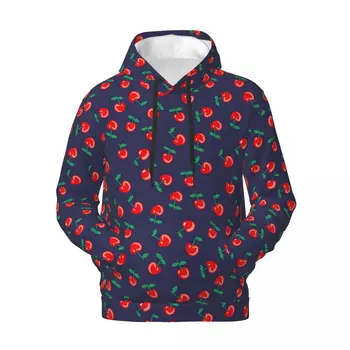 Sweet Cherries Ежедневни блузи Двойка пури в ограничени бройки пуловеров с принтом червени плодове Hoody Свободни и Удобни блузи с качулка Оверсайз