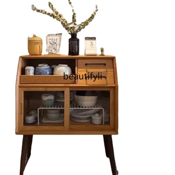 Скандинавски Творчески Стъклен бюфет Прост дизайн Шкаф за съхранение на прибори за Чай шкафче за съхранение на мека мебел на малък апартамент