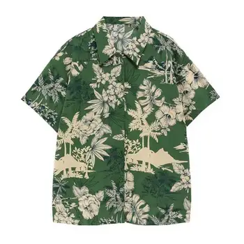 Елегантна мъжка риза с накладным джоб Свободно, намаляване, Бързосъхнеща ежедневни риза с гавайским принтом
