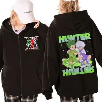 Аниме Hunter X Hunter Hoody с цип Дамски / мъжки Hoody Kilua Zodyck Реколта Яке с цип Дрехи и Качулки Hunter X Hunter Върховете
