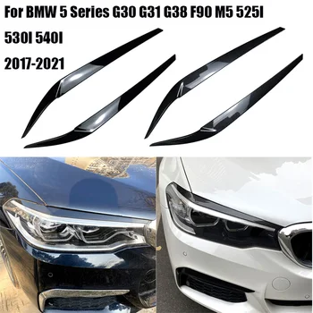 За BMW Серия 5 G30 G31 G38 F90 M5 525I 530I 540I 2017-2021 Предната Фаровете на Колата на Клепачите и Веждите на Кутията етикети ABS Пластмаса