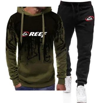 Reef 2023 Нови мъжки блузи с дълъг ръкав и градиентным принтом, ежедневни якета, спортни палта в стил хип-хоп, върховете + брючные костюми