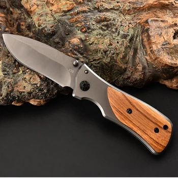 Джобен ловен нож от Дамасской стомана Нож от неръждаема стомана с дървена дръжка Сгъваем тактически ножове за оцеляване в къмпинг EDC Tools
