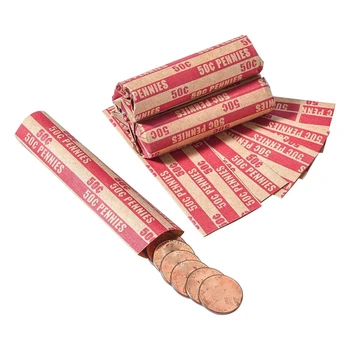 100 БР оберток за пари-монети Пени-договори Плоски, както е показано, хартиени пени-ролки Опаковки