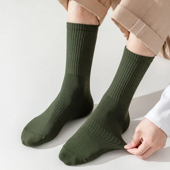 5 чифта мъжки чорапи от дебела бамбуково влакно Harajuku в ретро стил с високи чорапи. Дълги Ежедневни Памучни Чорапи Зимни Спортни Чорапи